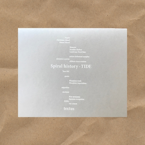 Cover of the zine by textus, spiral history: Tide