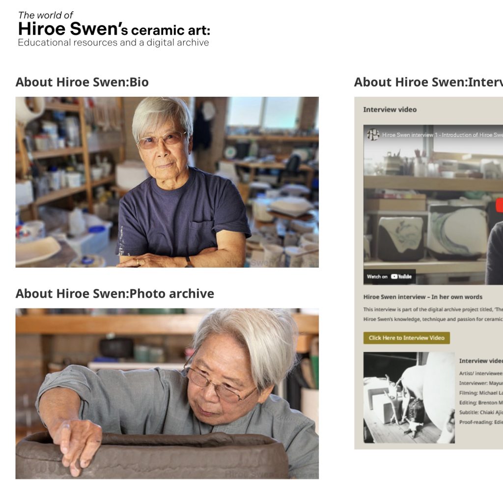 Screenshot of The World of Hiroe Swen’s Ceramic Art website